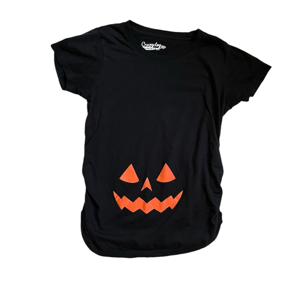 Women’s cute Halloween maternity pumpkin face short sleeve tee